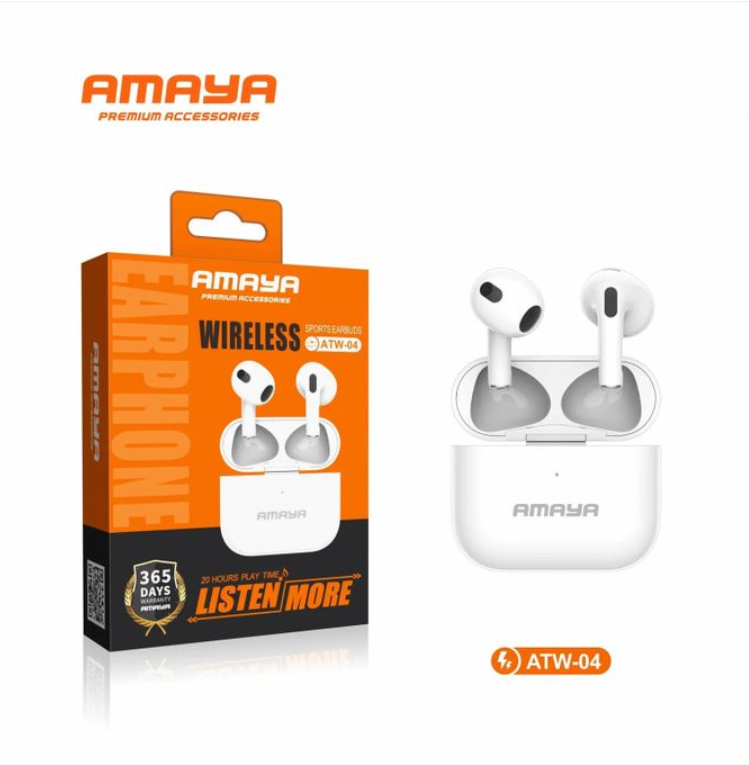 Amaya ATW-04, Wireless Sports Earbuds, 20 Hours Play Time-Bluetooth Earphones