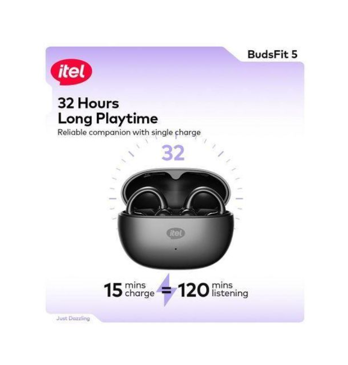 Itel BudsFit 5 IEW-55 Open Ear True Wireless Earbuds 32 hours Bluetooth Earphones