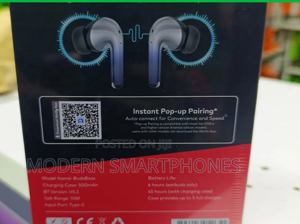 Itel Budsplay Buds Bass 4 Mic, Enc 45ms Ultra Low Latency Earbuds