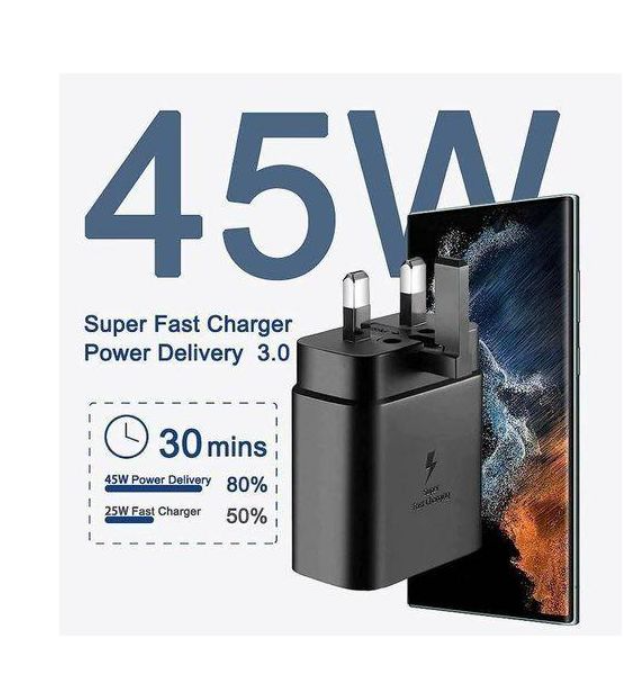 Samsung 45W Original PD Adapter USB-C Super Fast Charger. for android phones and tablet.