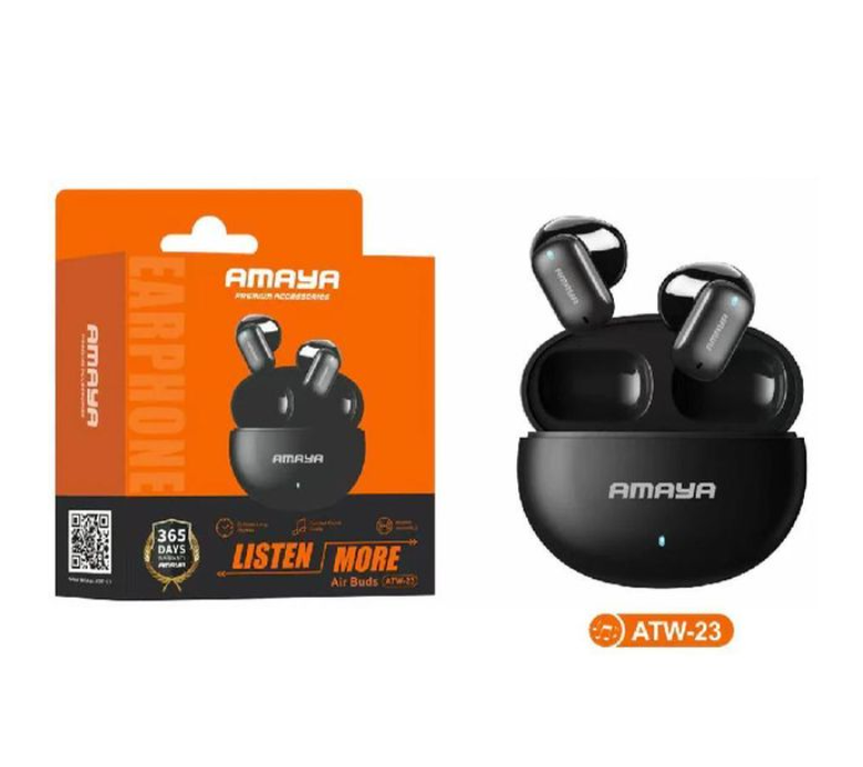Amaya ATW-23 Air Buds, Black  Bluetooth Earphones