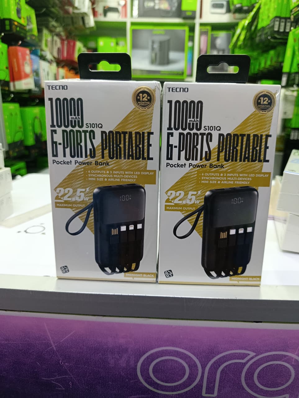 Tecno S101Q Power Bank , 22.5W Ultra Power Super Small Size Universal Compatibility , Elegant Design with LED Display ,Over-current (OCP) , Over-voltage (OVP) ,Short-circuit (OSP)