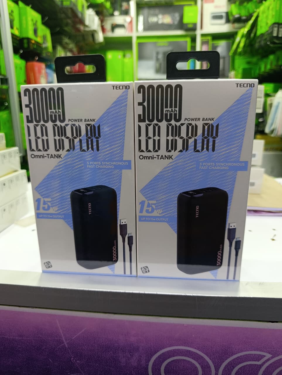 Tecno 30000mAh LED Display Omni-TANK Power Bank - Black