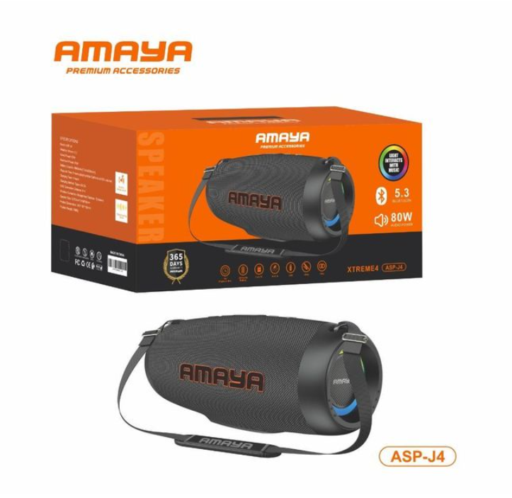 Amaya ASP-J4 Xtreme 4 Portable Bluetooth Speaker Aux/USB/TF Card 8H Playback Time 8000mAh-80W+ a free oraimo type C charger
