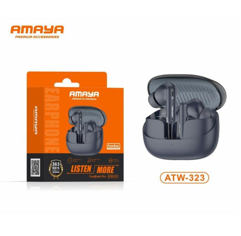 Amaya Premium Deep Bass Earbuds ATW-323 Bluetooth 5.3 Wireless Comfort-Fit In-Ear Design with Fast Charging Case  Bluetooth Earphones