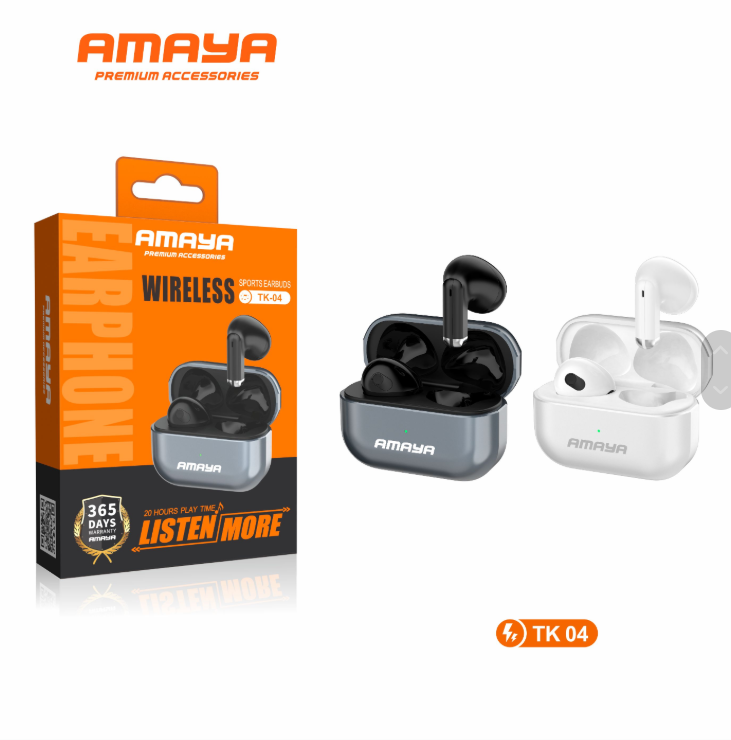 Amaya TK-04 Wireless Sports Earbuds 5.3 Bluetooth, 20 Hours Play Time  Bluetooth Earphones