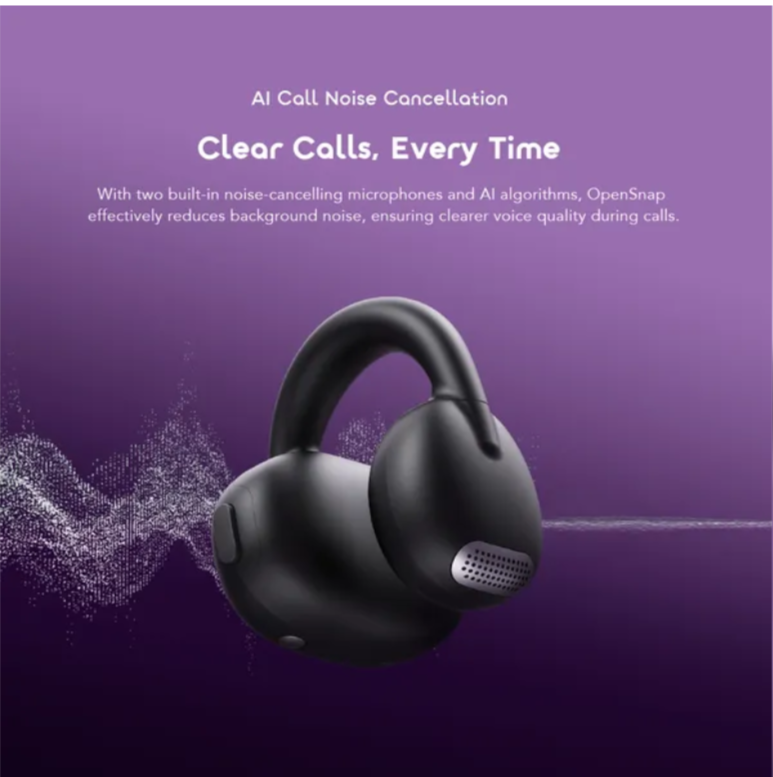 oraimo OpenSnap Clip-On True Wireless Earphones with  Comfortable and Secure Fit,  Open-Ear Bass Boost,  Noise Cancellation in Calls & Dual-device Connectivity