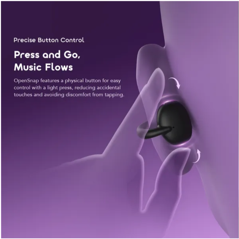 oraimo OpenSnap Clip-On True Wireless Earphones with  Comfortable and Secure Fit,  Open-Ear Bass Boost,  Noise Cancellation in Calls & Dual-device Connectivity