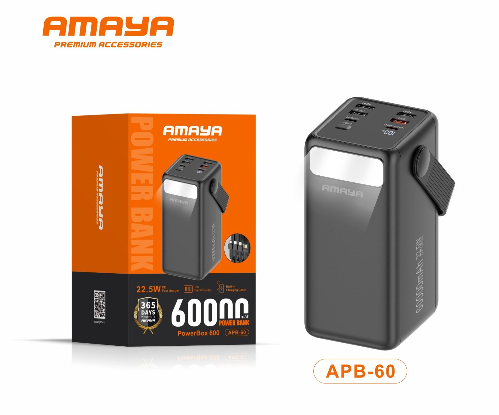 Amaya 60000 m Ah, 22.5W PD Fast Charging Power bank- APB-60.