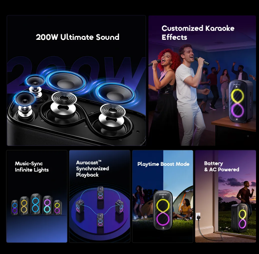 oraimo SpaceBox Max 200W Auracast SpaceBox Max  Portable Bluetooth Speakers