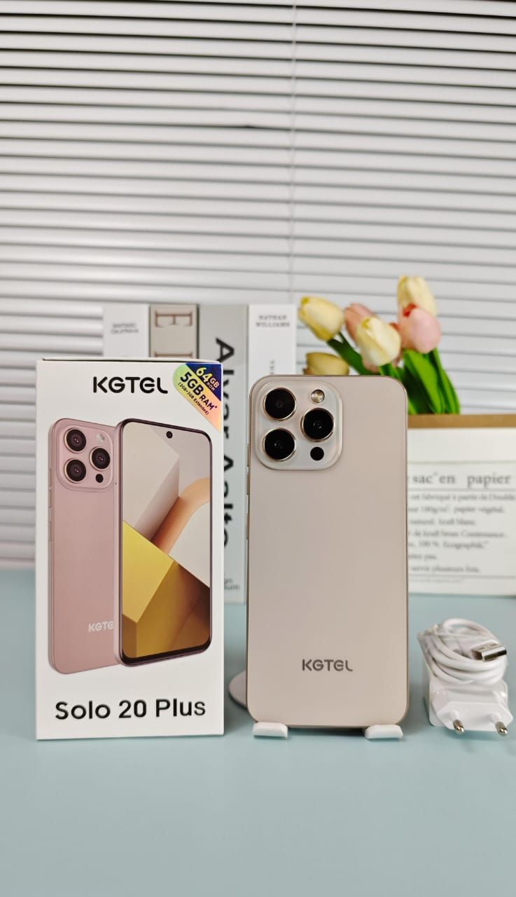 Kgtel SOLO 20 PLUS 64GB ROM+5GBRAM BATTERY 5000MAH SCREEN 6.67" NETWORK 2G/3G CAMERA REAR 13MP+FRONT 8MP FACE UNLOCK SIDE MOUNTED FINGERPRINT SMART PHONE