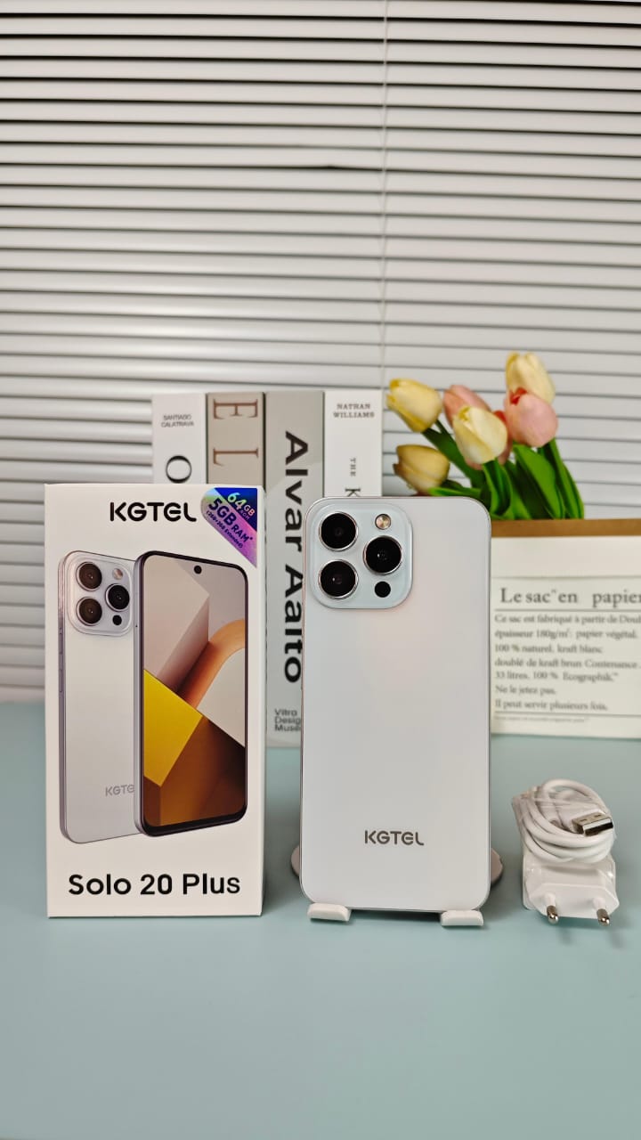 Kgtel SOLO 20 PLUS 64GB ROM+5GBRAM BATTERY 5000MAH SCREEN 6.67" NETWORK 2G/3G CAMERA REAR 13MP+FRONT 8MP FACE UNLOCK SIDE MOUNTED FINGERPRINT SMART PHONE