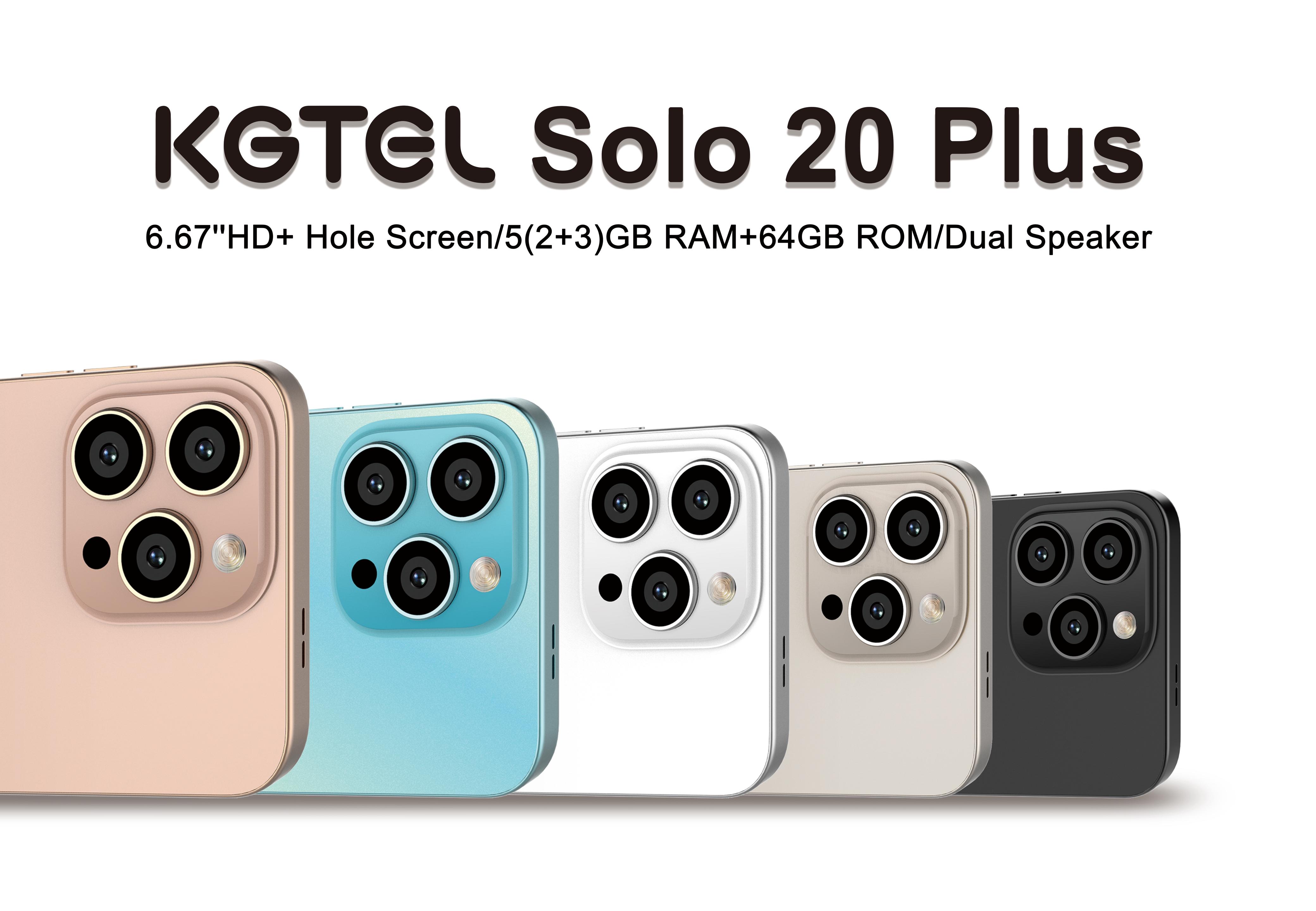 Kgtel SOLO 20 PLUS 64GB ROM+5GBRAM BATTERY 5000MAH SCREEN 6.67" NETWORK 2G/3G CAMERA REAR 13MP+FRONT 8MP FACE UNLOCK SIDE MOUNTED FINGERPRINT SMART PHONE