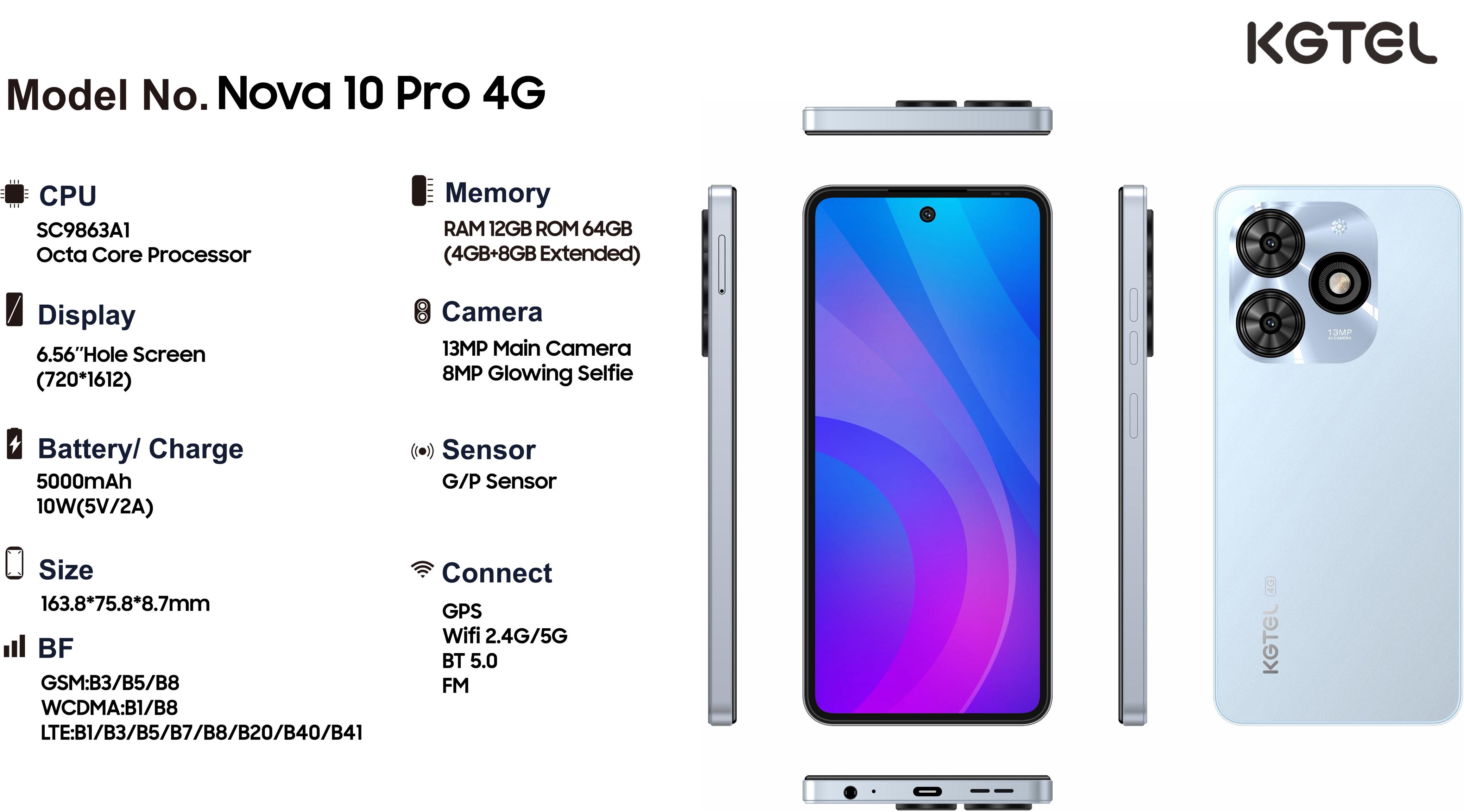 Kgtel New nova 10 pro 4G..64GB Rom and 5GB Ram. Battery 5000mAh dual sim with enabled fingerprint  Mobile Phones > Smart Phones