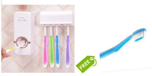 Automatic Toothpaste Dispenser Wall Mount Bathroom Accessories Toothpaste Squeezer Toothbrush Holder Toothpaste Storage with 3 pcs of toothbrushes