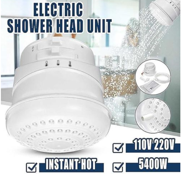 {OFFER !! OFFER !!}Horizon Instant Hot Electric Water Heater 5400w Electric Shower Head Faucet 3 Gear Adjustable Fast Heating Bath Shower Heater