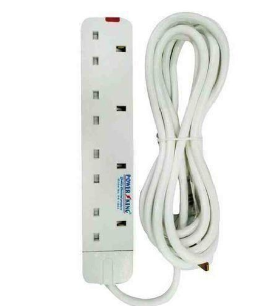 [ TODAY CLEARANCE OFFER ]Power King Commercial & Home Best 4 Way Power Extension With Long Cable // Power extenson - White