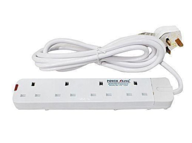 [ TODAY CLEARANCE OFFER ]Power King Commercial & Home Best 4 Way Power Extension With Long Cable // Power extenson - White