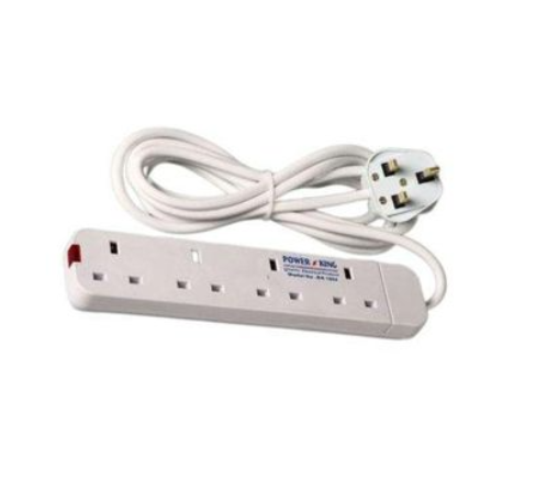 [ TODAY CLEARANCE OFFER ]Power King Commercial & Home Best 4 Way Power Extension With Long Cable // Power extenson - White