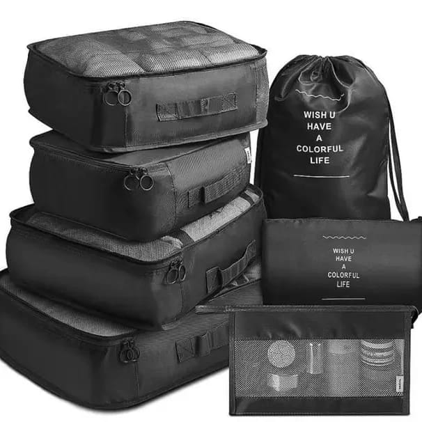 8pcs Luggage Travel Organizers For Suitcase With Toiletry Case