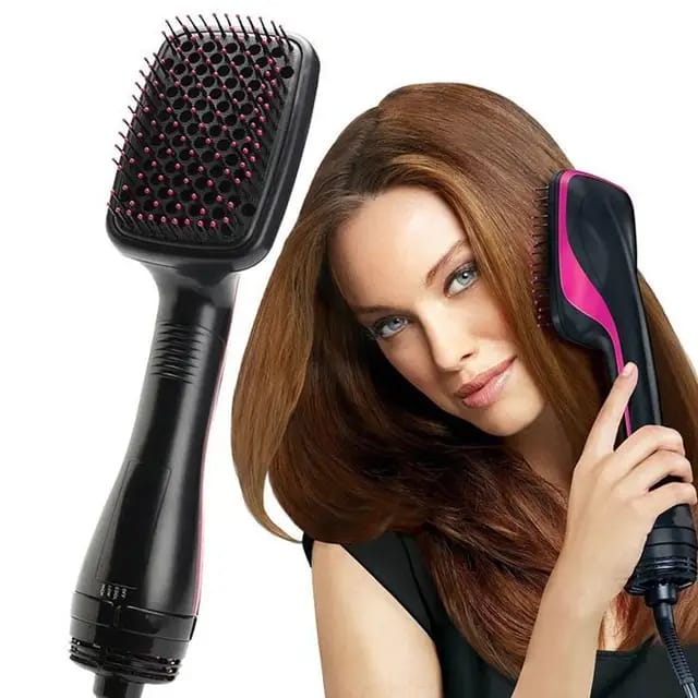 3-in-1 Hair Straightener Brush 
with Anti-Scald Feature- Fast heating.