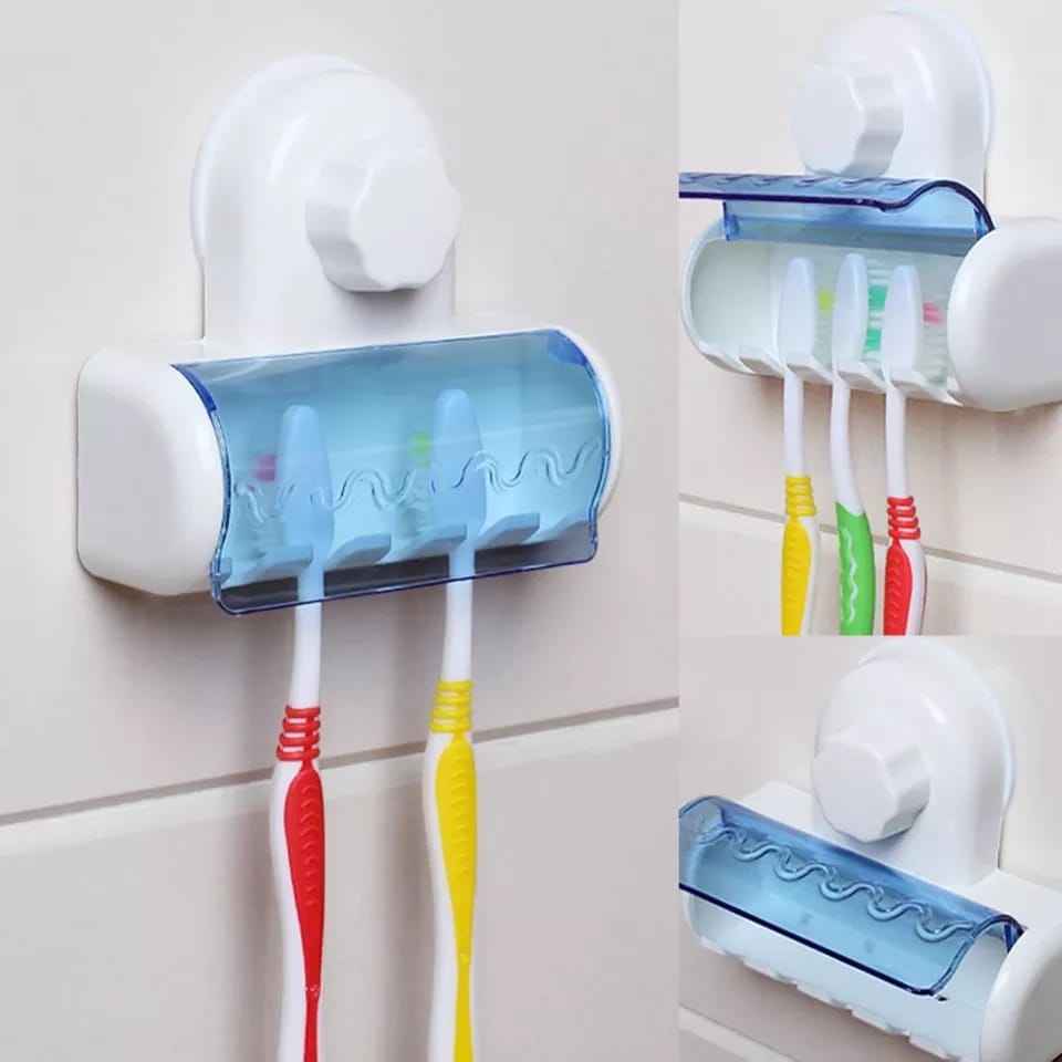 Transparent Suction Cup Toothbrush Holder - Wall Mounted Durable Storage Holders and Racks for Bathroom Accessories