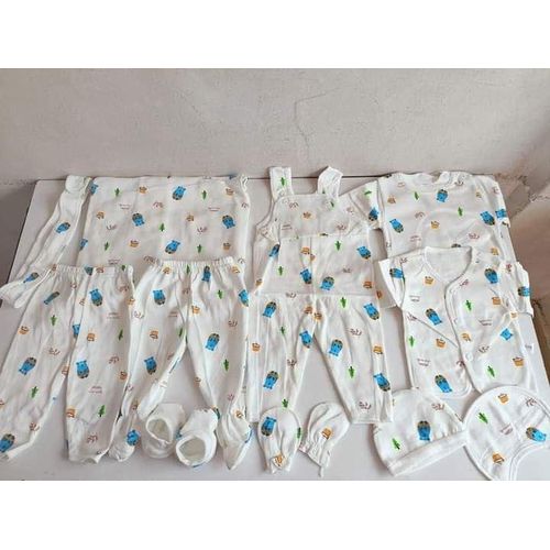 Baby 11 Piece Receiving Set white with prints- BOYS theme
