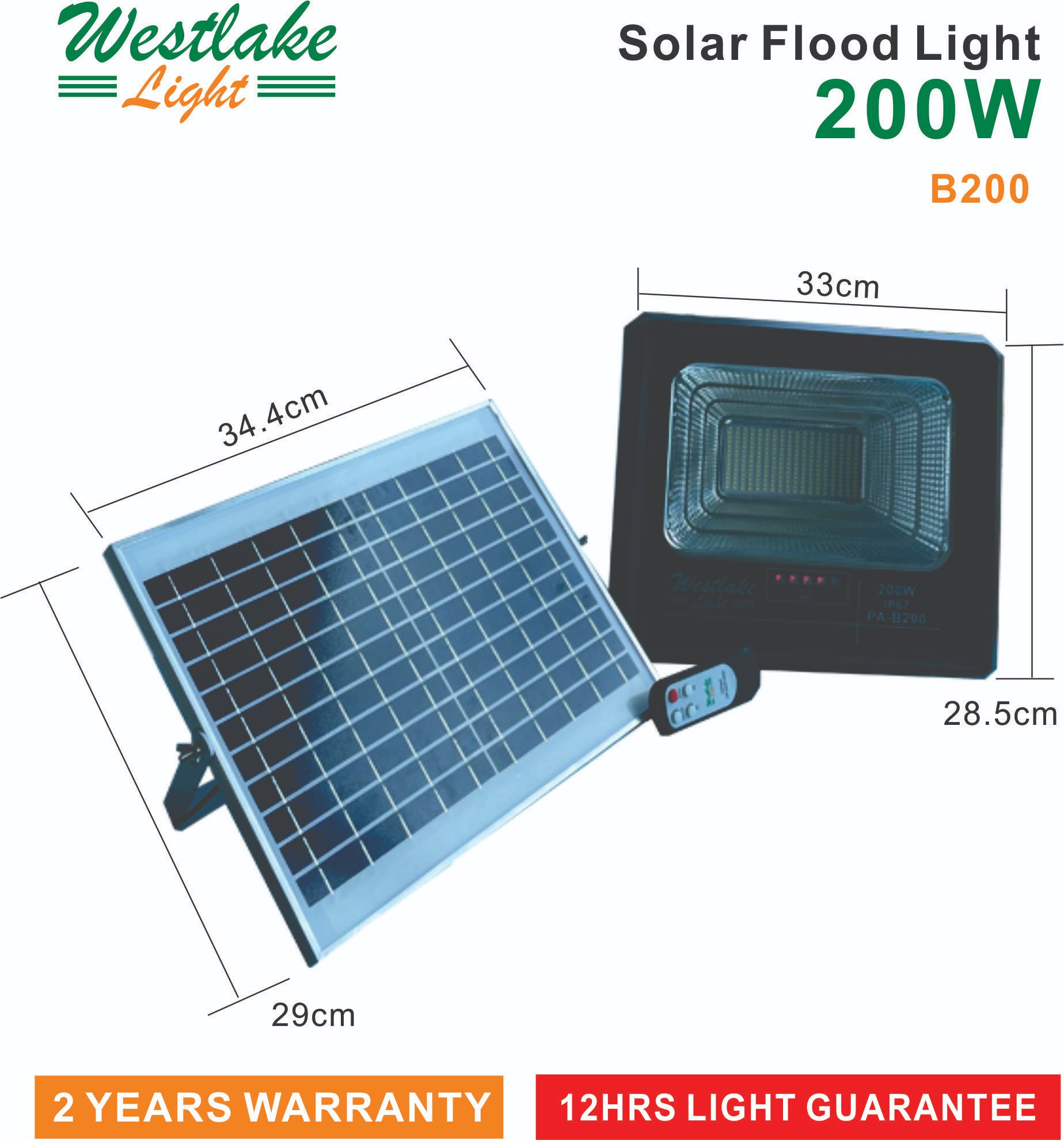 WESTLAKE LIGHT Solar Flood Lights Outdoor Remote Control Solar Security LED Lights PROMOTION 200W Black 200W 1PC