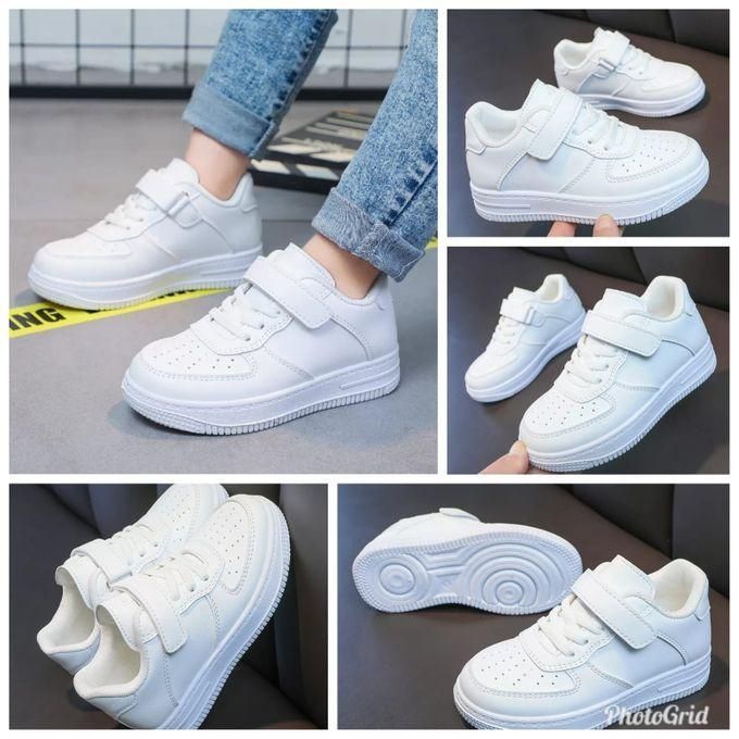 Kids Leather Sports Shoes Boys /White Girls Mid-top Sneakers