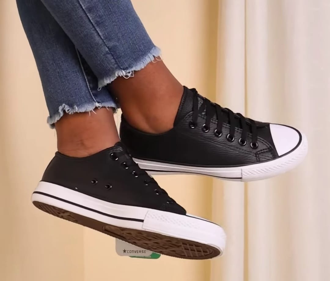 Black $ White Leather Converse Rubber shoes