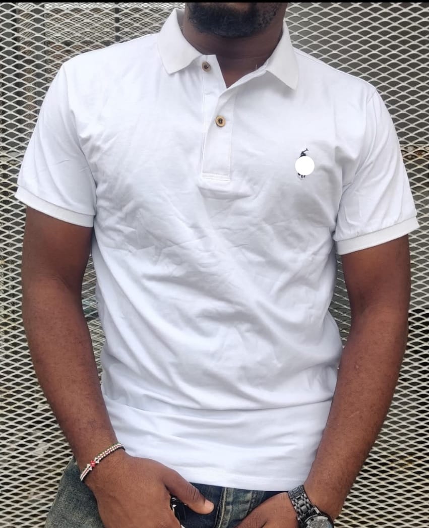 100% Heavy Duty Cotton Men Polo Tshirt- White