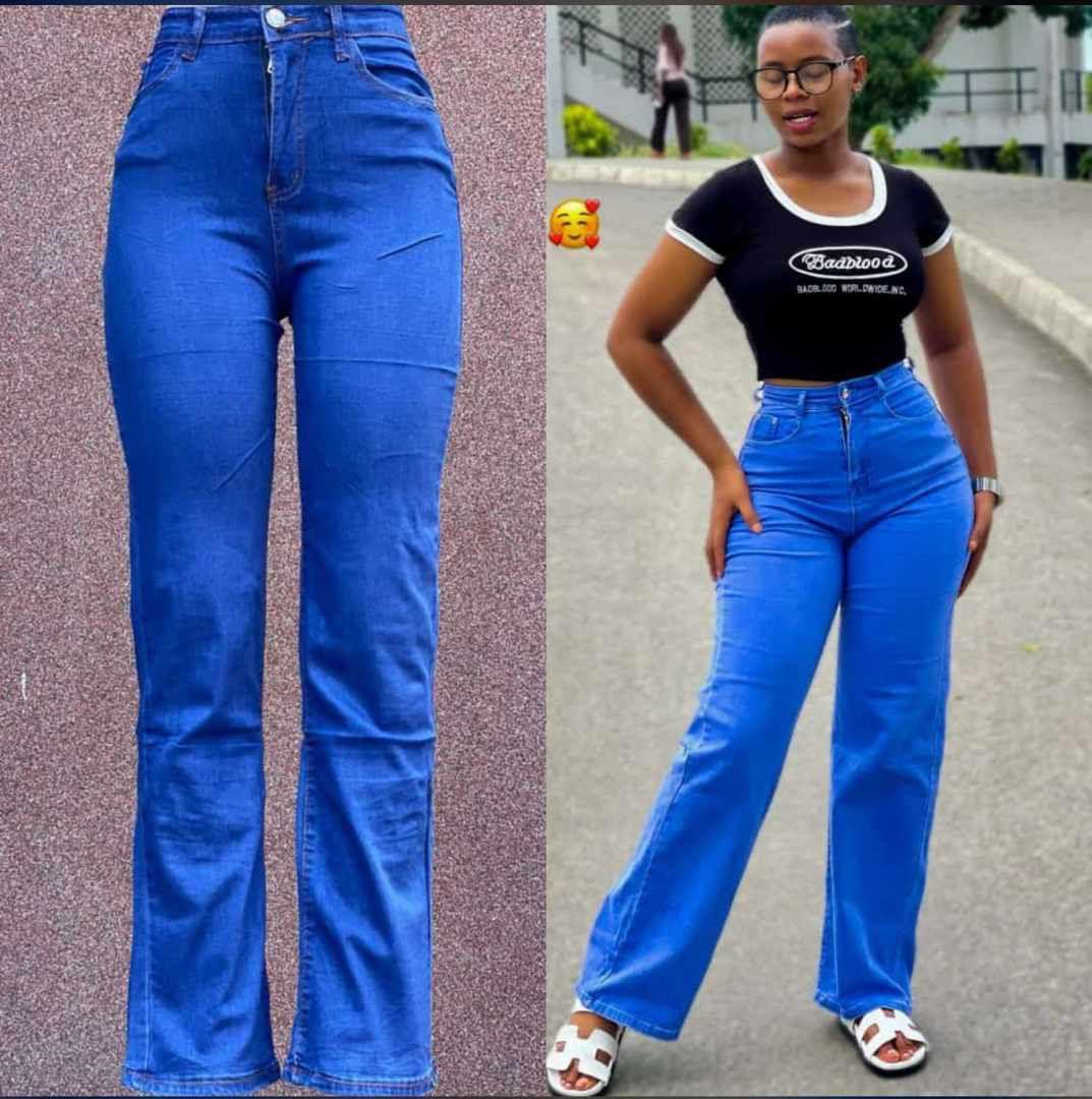 Ladies Jeans/Mummy Jeans/Straight Jeans-Blue
