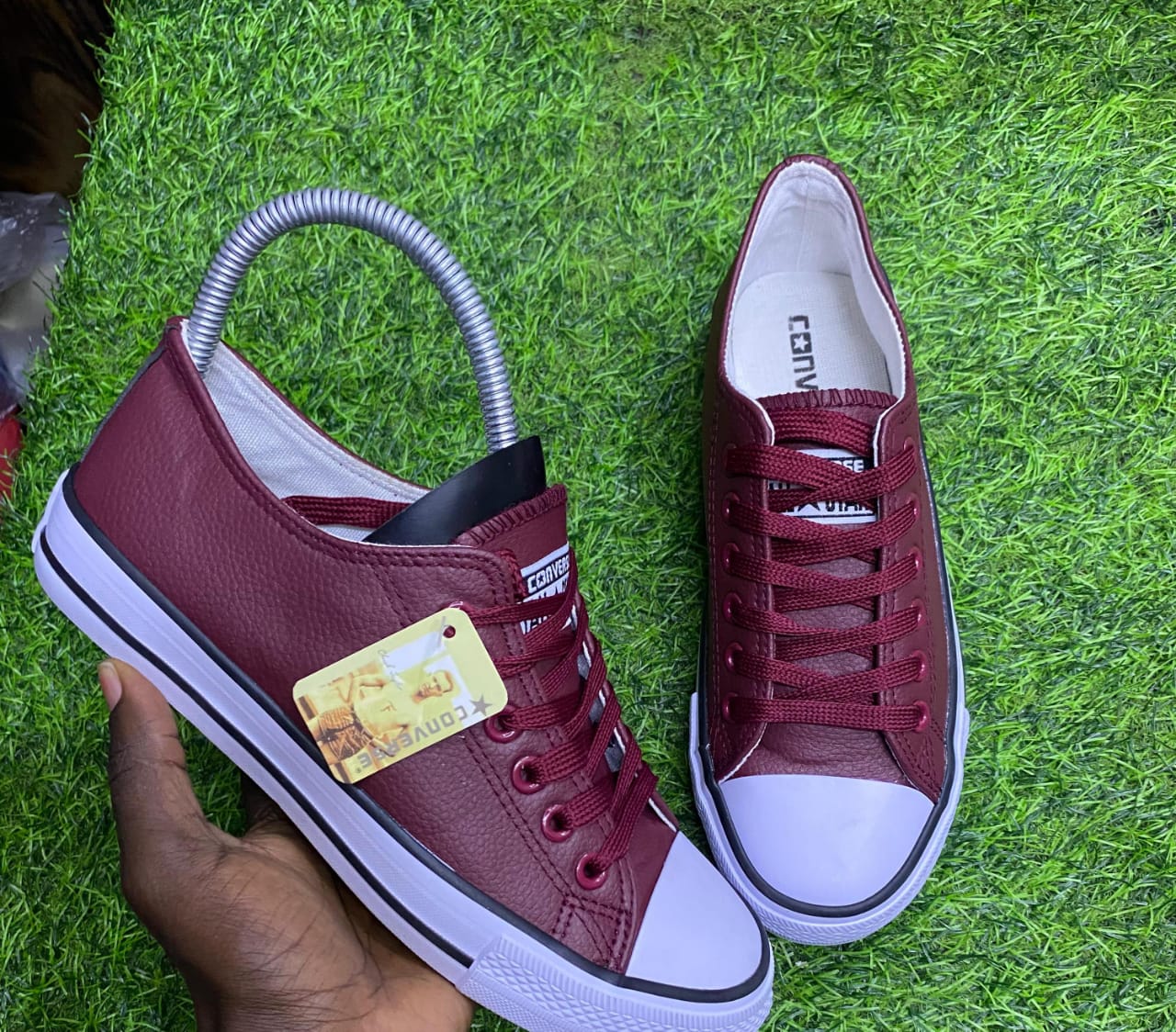Maroon $ White Leather Converse Rubber shoes