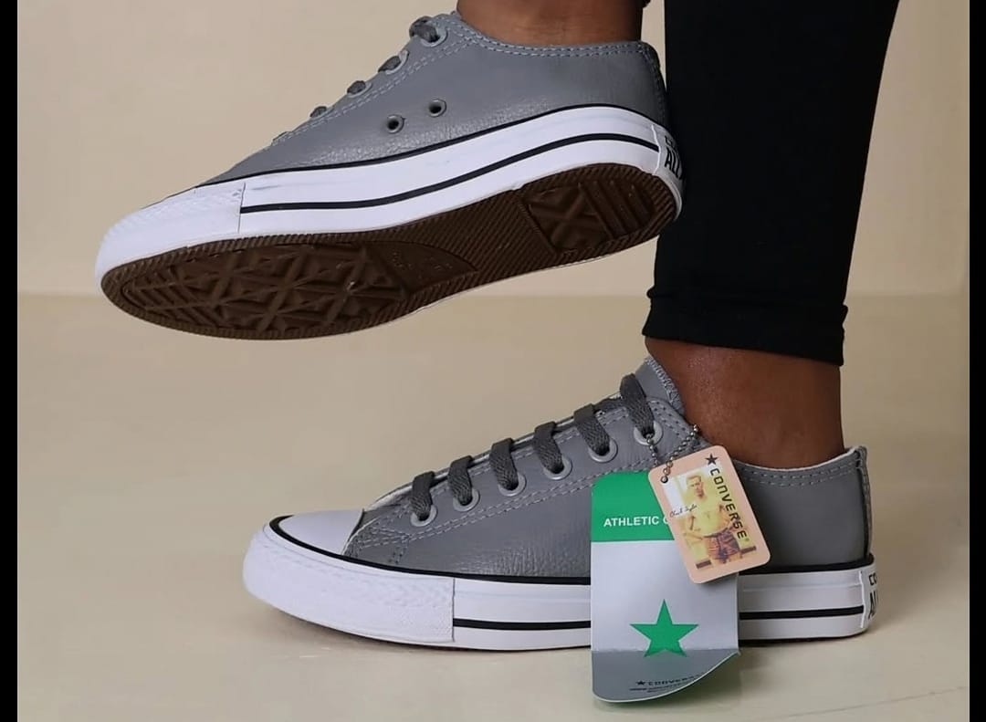 Grey $ White Leather Converse Rubber shoes
