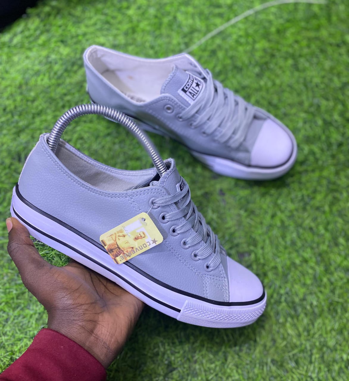 Grey $ White Leather Converse Rubber shoes