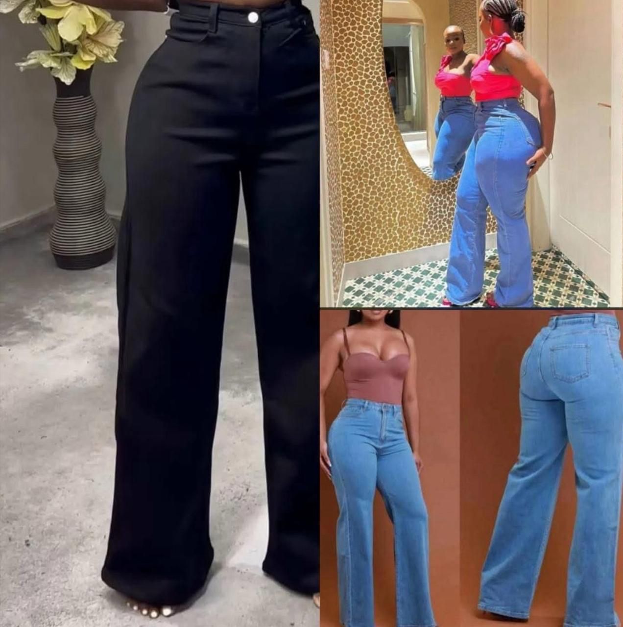 2PCS Ladies Jeans/Mummy Jeans/Straight Jeans-Blue$Black