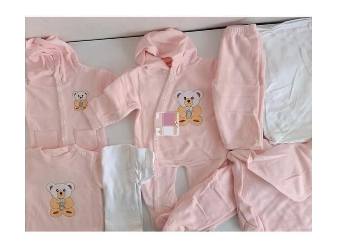 8PCS UNISEX NEW BORN BABY RECEIVING SET-pink