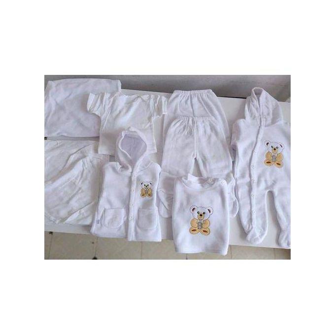 8PCS UNISEX NEW BORN BABY RECEIVING SET-white