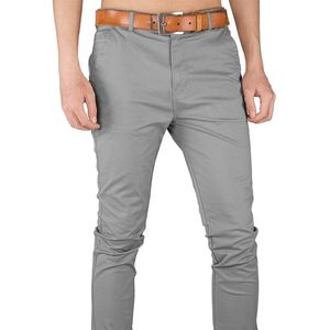 Grey Men's Soft Slim Fit Khaki Trousers