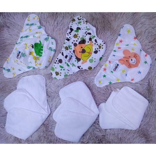 3pc Washable /Reusable Baby Diapers With 9 Inserts.