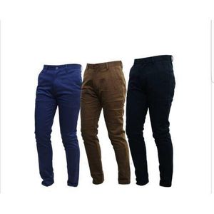 3Pack, Soft Khaki Men's Trouser Slim Fit Official Casual-Navy Blue,Brown &Black