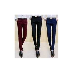3Pack, Soft Khaki Men's Trouser Slim Fit Official Casual- Maroon/Black/Navy