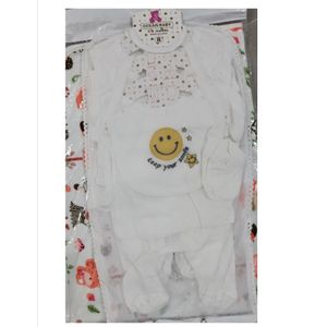 Unisex Cotton Newborn Baby Receiving Set 8pc - assorted prints White