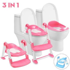 Pink Comfortable 3-in-1 Toddler Potty Training Ladder with Step Stool
