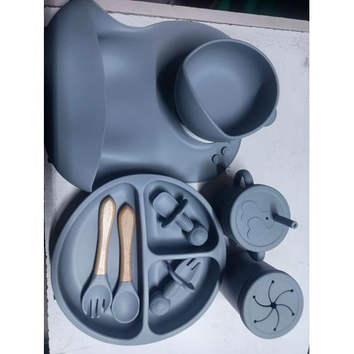 Blue Silicone Baby Feeding/ weaning Set 9 items/ solid feeding set