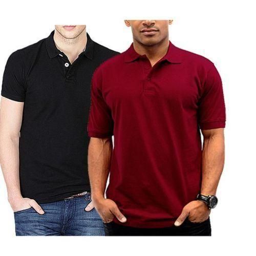 2 In 1 Men 100% Cotton Polo Tshirt- Maroon $Black