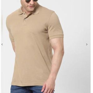 Fashion 100% Heavy Duty Cotton Men Polo Tshirt- Beige