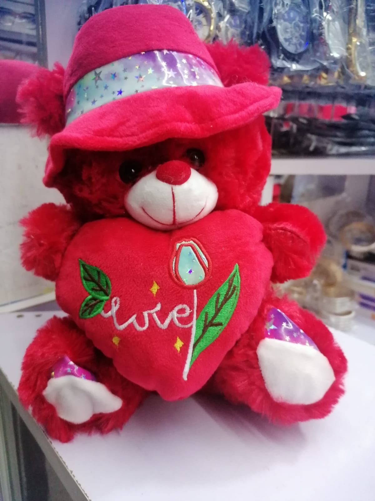 Love in a Hug ❤️ Red Teddy Bear with Heart & Cute Hat + a cute classy packaging