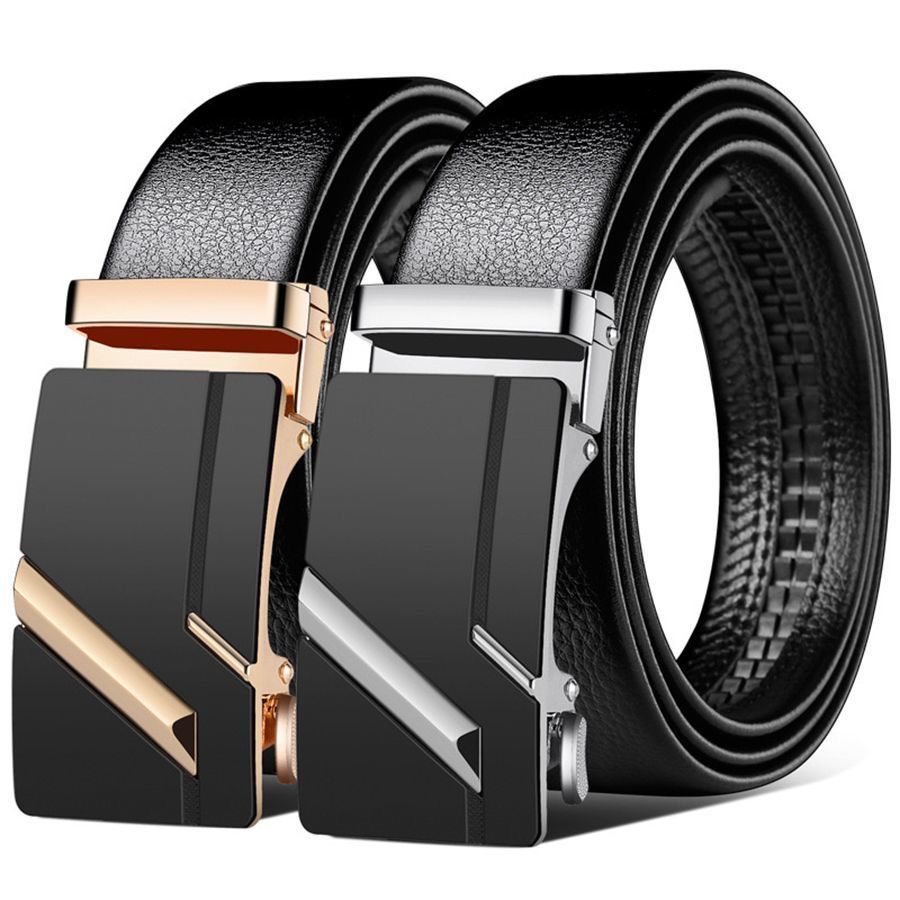 New alloy men's PU belt automatic buckle business belt versatile for young people casual pants leather belt