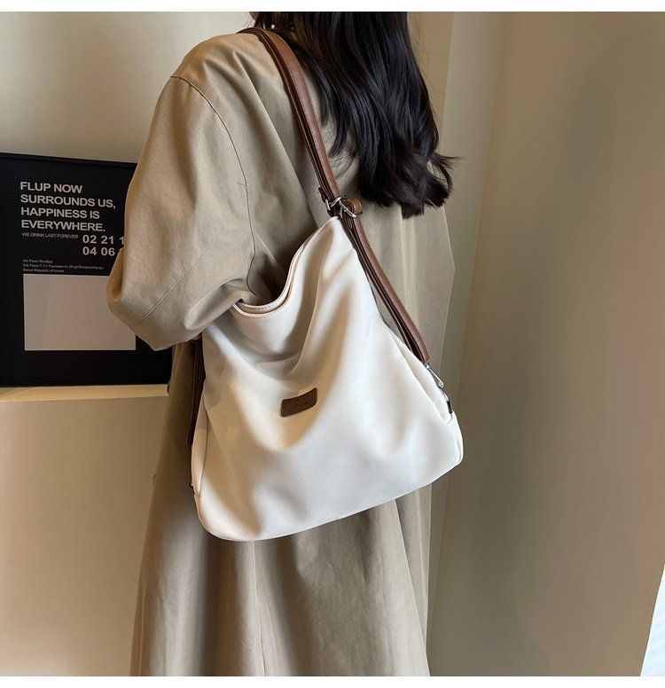 Female 2025 New Spring Large Capacity Backpack Commuter Single Shoulder Underarm Tote Bag Student Class Nylon Cloth Bag